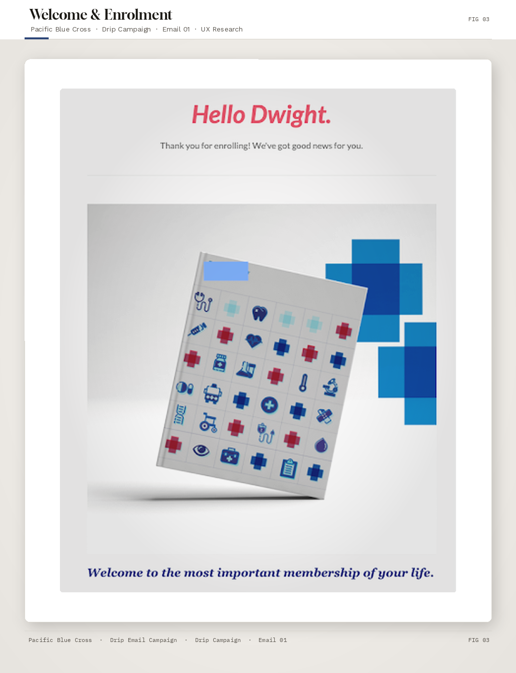 Drip campaign email 1 — Hello Dwight, welcome to Pacific Blue Cross